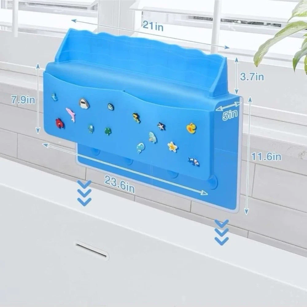 Ikkle Splash Guard For Bathtub Silicon Kids Bath Tub‎ Shelf And Organizer